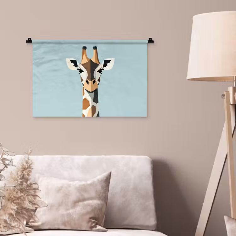Giraffe - Illustratie - Bruin - Minimalistisch Wandkleed katoen klein -sfeer4