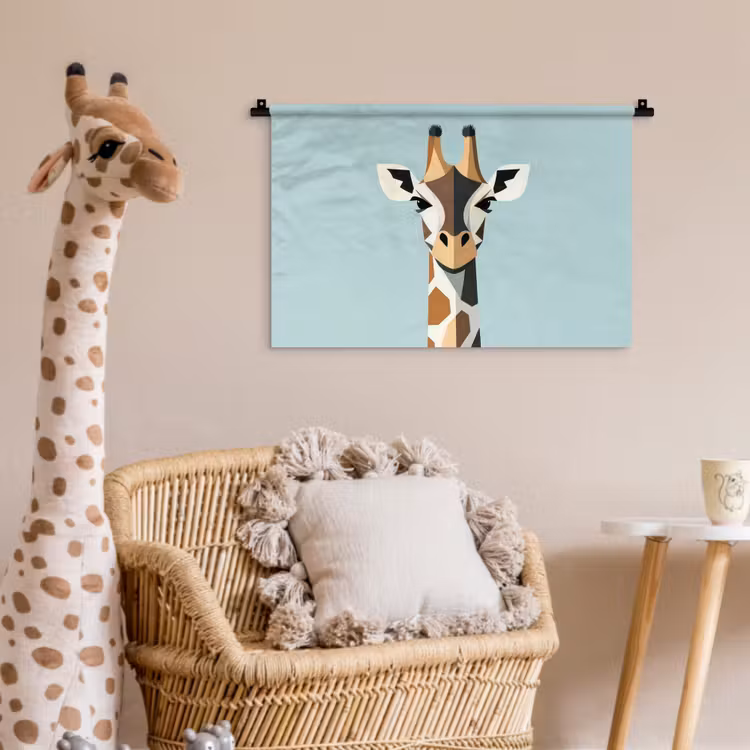 Giraffe - Illustratie - Bruin - Minimalistisch Wandkleed katoen klein -wsfeer5_kind