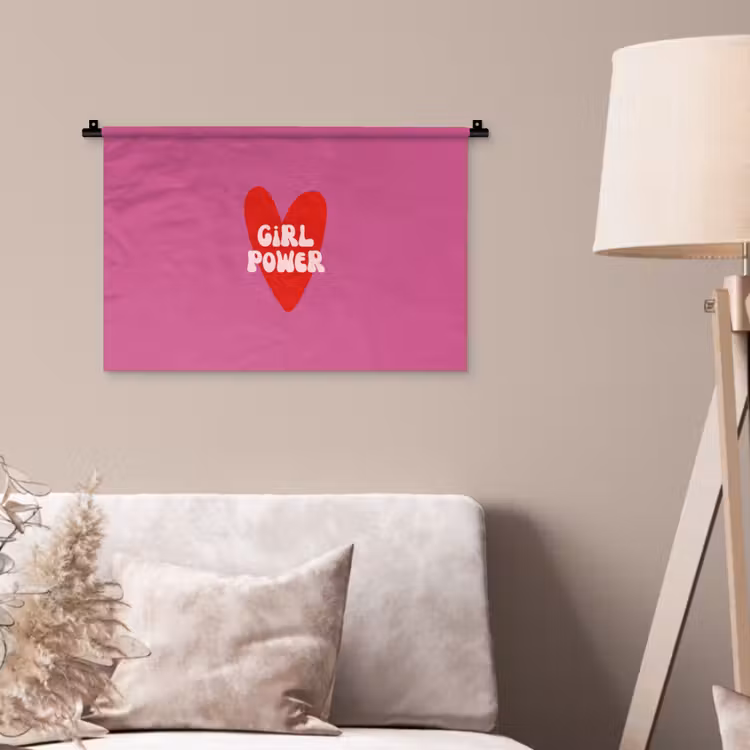 Girl power - Hart - Roze - Rood Wandkleed katoen klein -sfeer4
