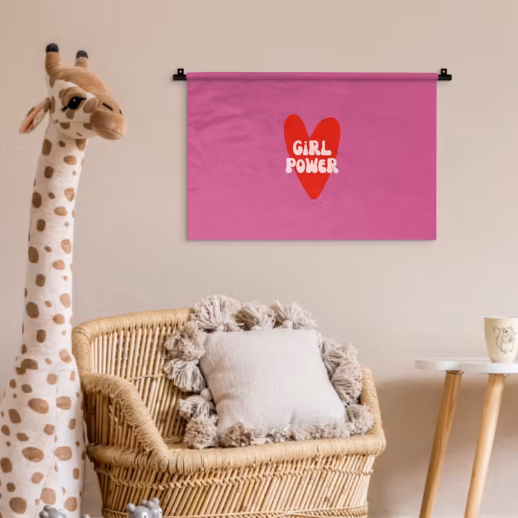 Girl power - Hart - Roze - Rood Wandkleed katoen klein -wsfeer5_kind