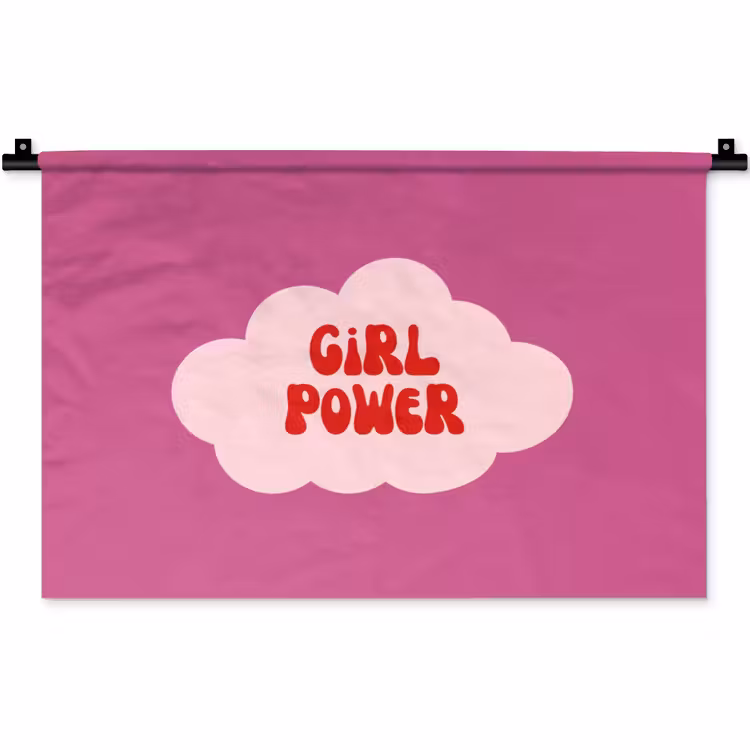 Girl power - Wolk - Roze Wandkleed katoen klein -zz3d