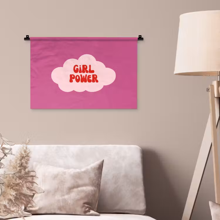 Girl power - Wolk - Roze Wandkleed katoen klein -sfeer4