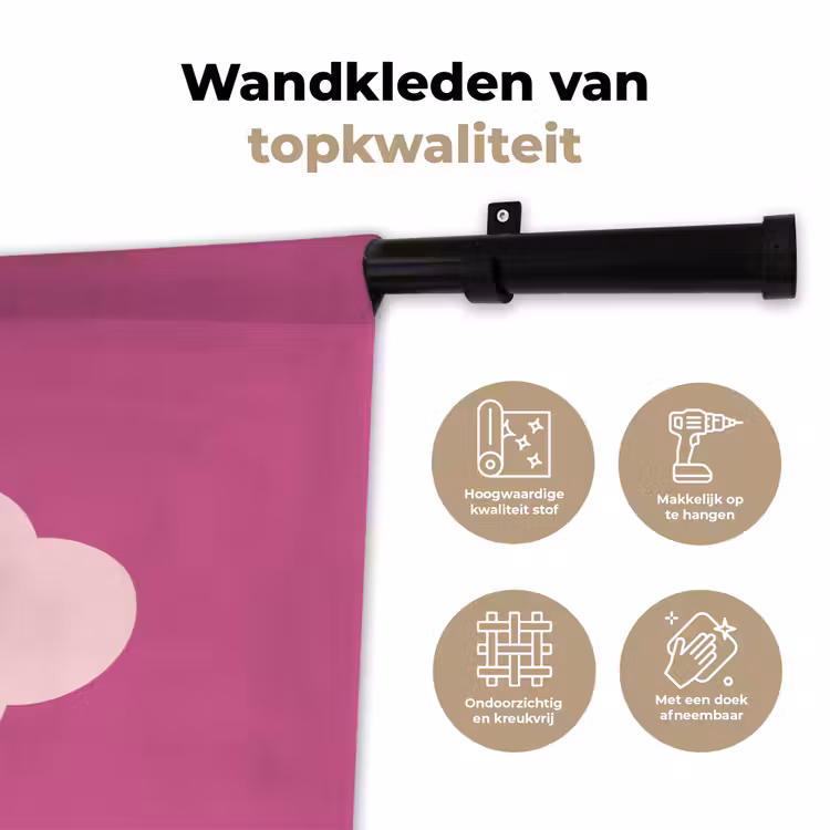 Girl power - Wolk - Roze Wandkleed katoen klein -sfeer2