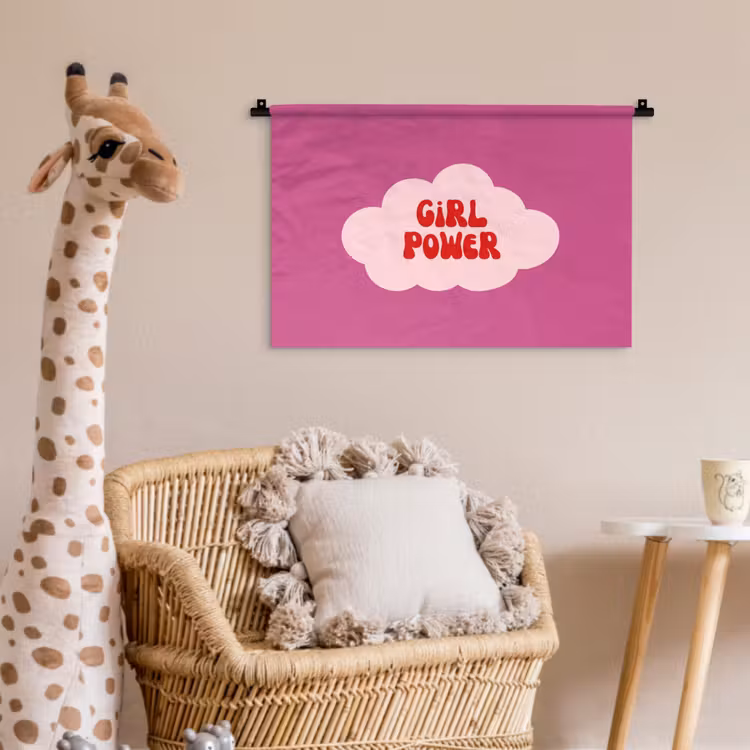 Girl power - Wolk - Roze Wandkleed katoen klein -wsfeer5_kind
