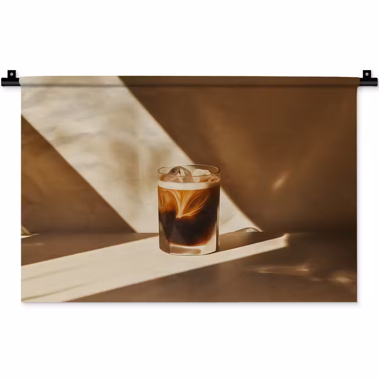 Glas - Ijskoffie - Schaduw - Bruin Wandkleed katoen klein -zz3d