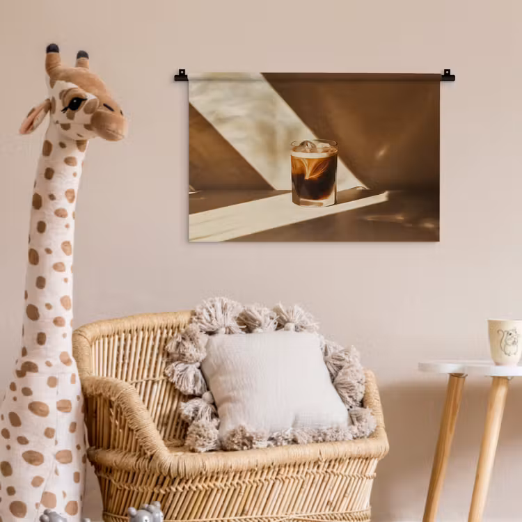 Glas - Ijskoffie - Schaduw - Bruin Wandkleed katoen klein -wsfeer5_kind