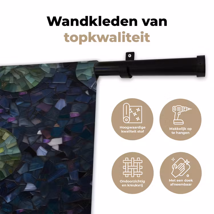 Glasstukjes - Leliebladeren - Vis - Oranje Wandkleed katoen klein -sfeer2
