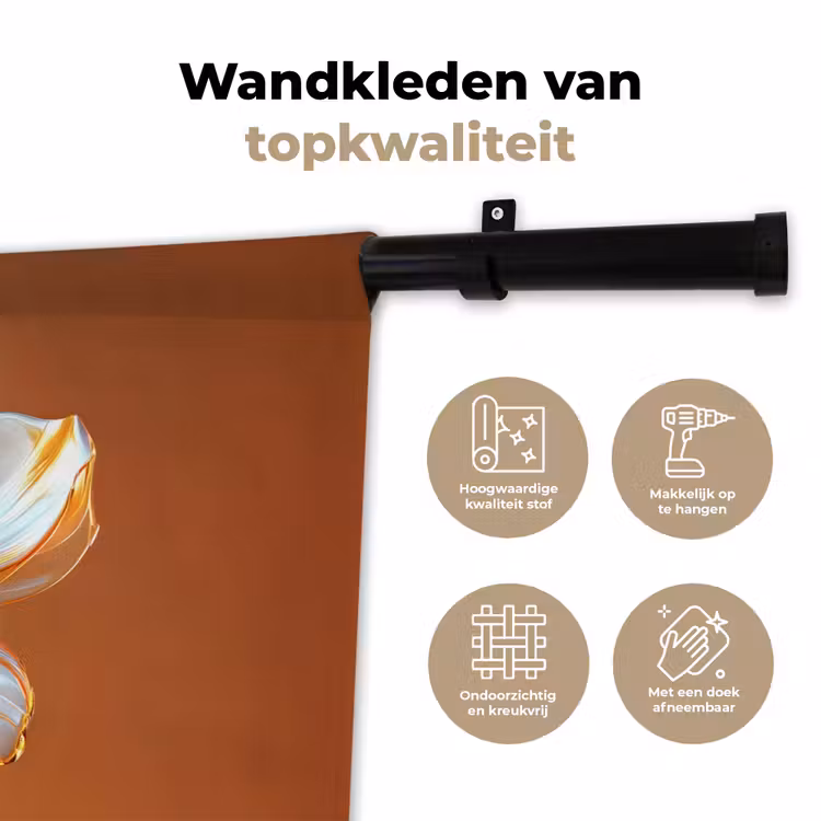 Glazen - Bloem - Oranje Wandkleed katoen klein -sfeer2
