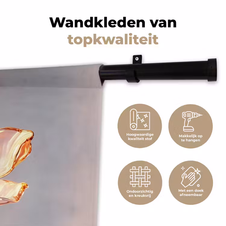 Glazen - Bloem - Roze Wandkleed katoen klein -sfeer2