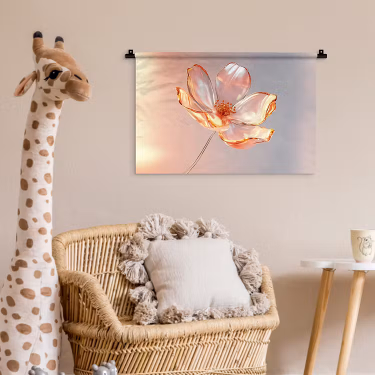 Glazen - Bloem - Roze Wandkleed katoen klein -wsfeer5_kind