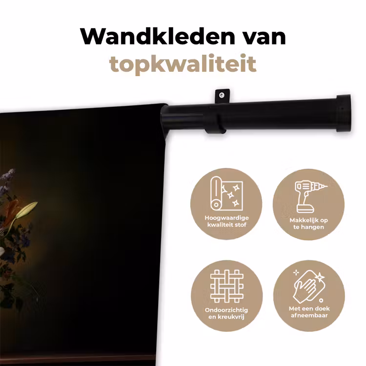 Glazen - Bloemen - Boeket - Kleuren Wandkleed katoen klein -sfeer2