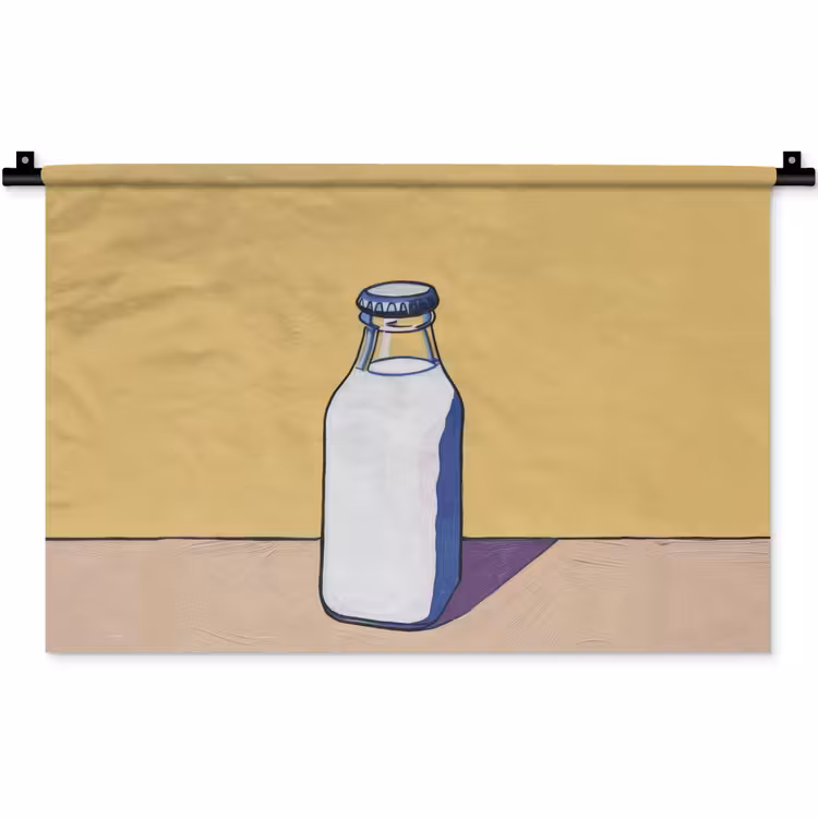 Glazen - Fles - Illustratie - Melk Wandkleed katoen klein -zz3d