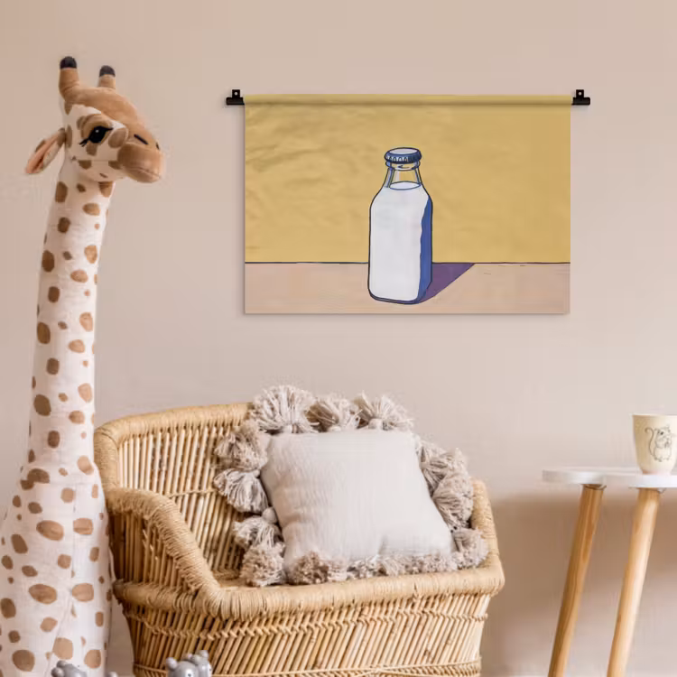 Glazen - Fles - Illustratie - Melk Wandkleed katoen klein -wsfeer5_kind