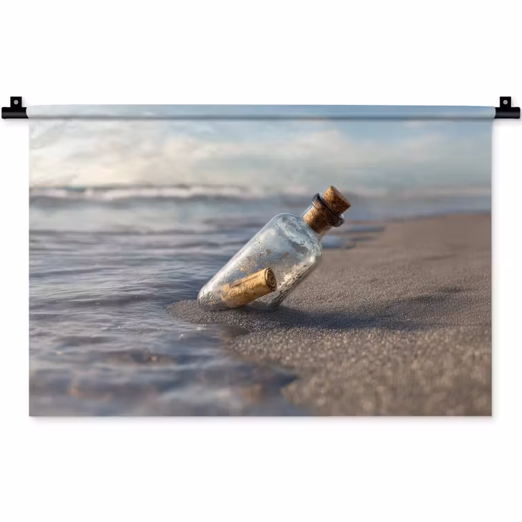 Glazenfles - Post - Zee - Zand Wandkleed katoen klein -zz3d