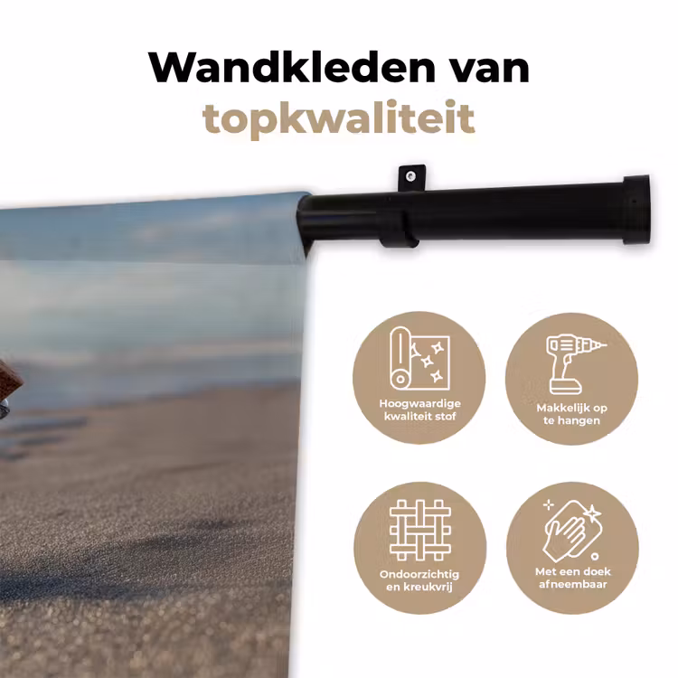 Glazenfles - Post - Zee - Zand Wandkleed katoen klein -sfeer2