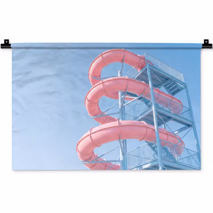 Glijbaan - Waterpark - Spiraal - Modern - Roze Wandkleed katoen klein -zz3d
