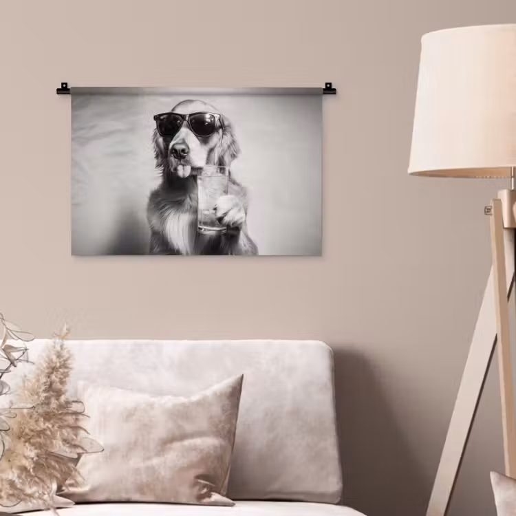 Golden retriever - Hond - Zonnebril - Gkas Wandkleed katoen klein -sfeer4