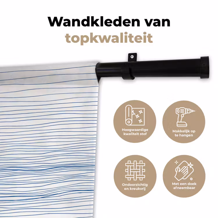 Golf - Brekende - Natuur - Minimalistisch - Blauw Wandkleed katoen klein -sfeer2