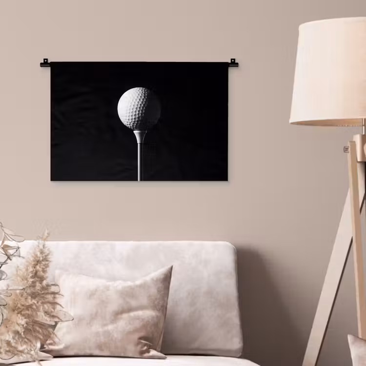 Golfbal - Minimalistisch - Wit Wandkleed katoen klein -sfeer4