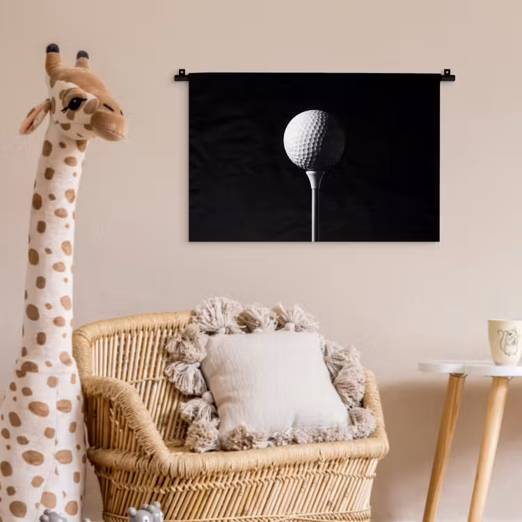 Golfbal - Minimalistisch - Wit Wandkleed katoen klein -wsfeer5_kind