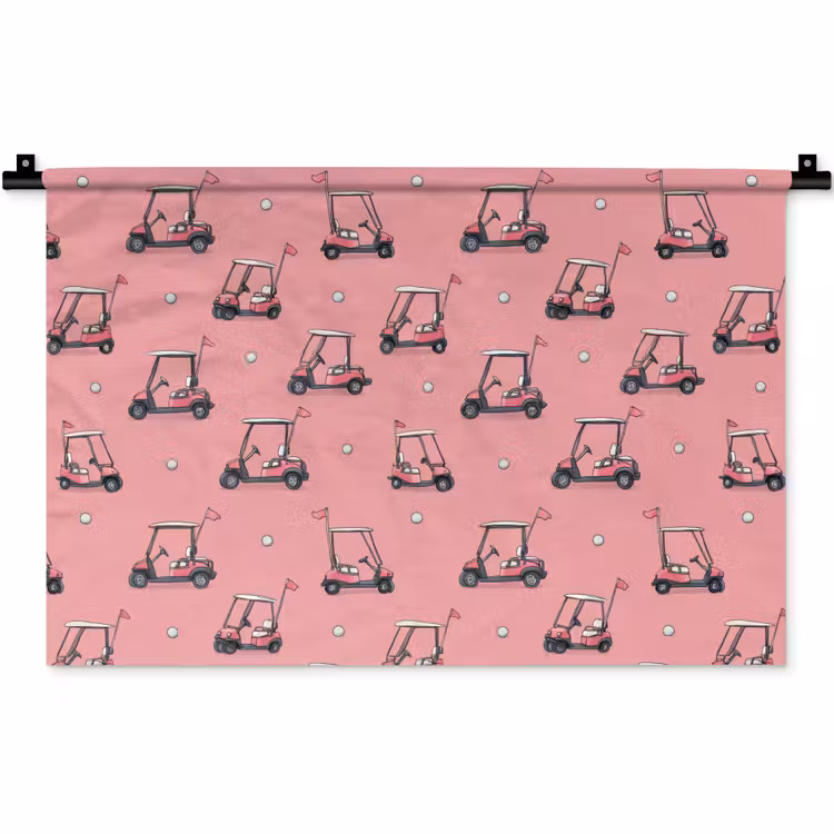 Golfkar - Retro - Roze Wandkleed katoen klein 269 -zz3d