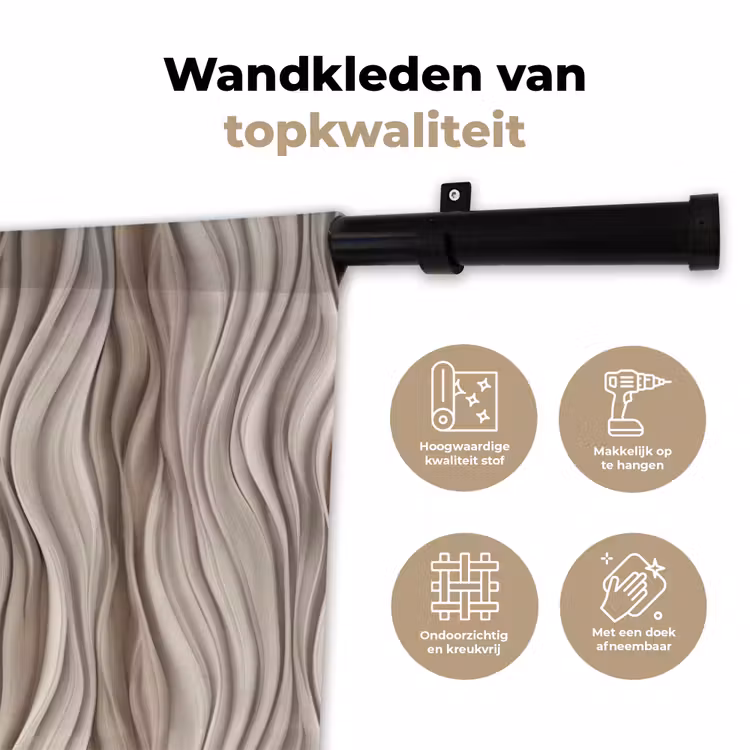 Golven - 3D - Crème Wandkleed katoen klein 269 -sfeer2