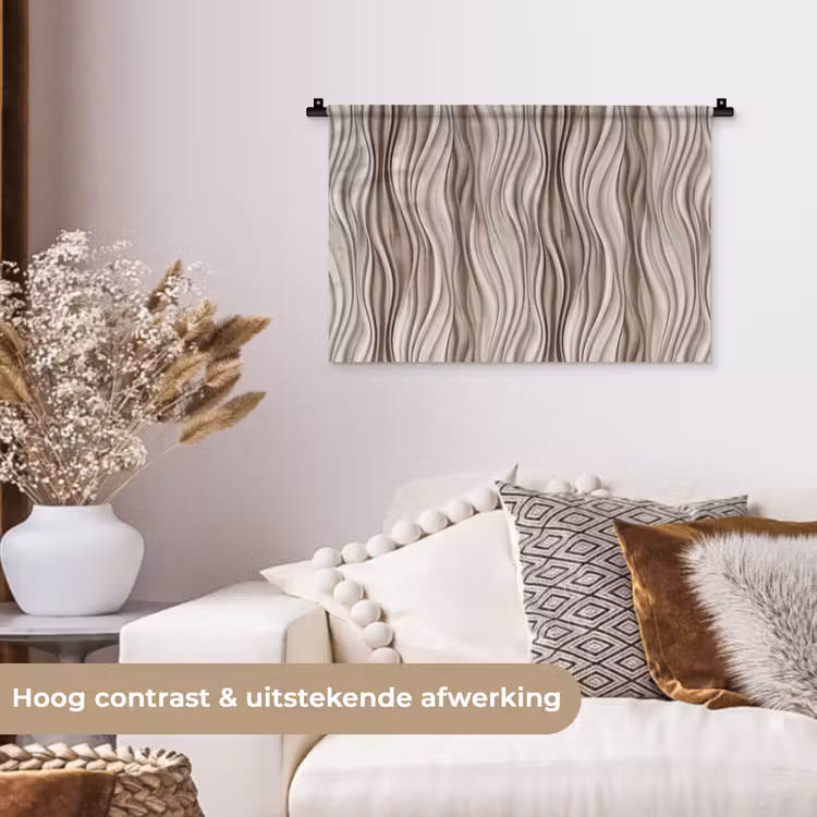 Golven - 3D - Crème Wandkleed katoen klein 269 -sfeer1