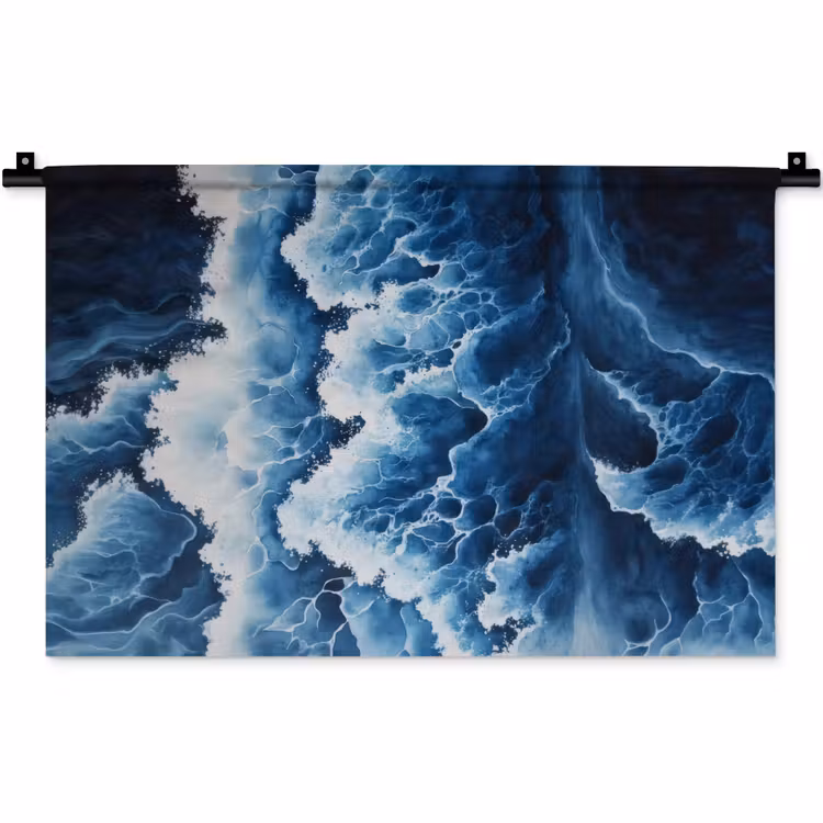 Golven - Blauw - Schuim Wandkleed katoen klein -zz3d