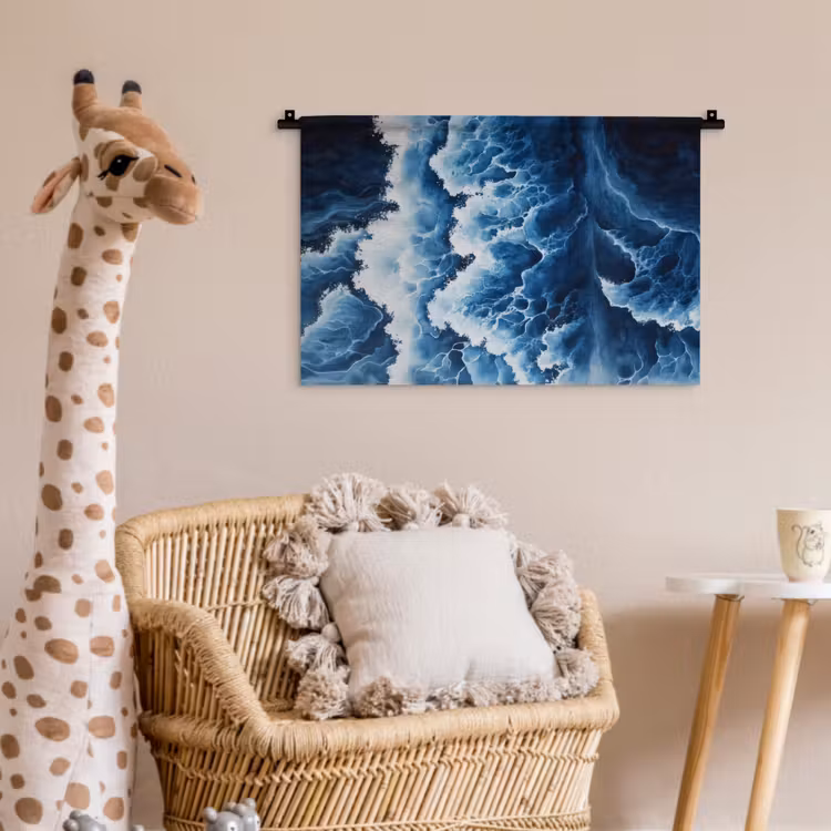 Golven - Blauw - Schuim Wandkleed katoen klein -wsfeer5_kind