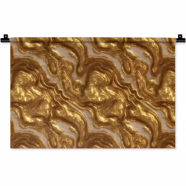 Golven - Organisch - Goud - Crème Wandkleed katoen klein 269 -zz3d