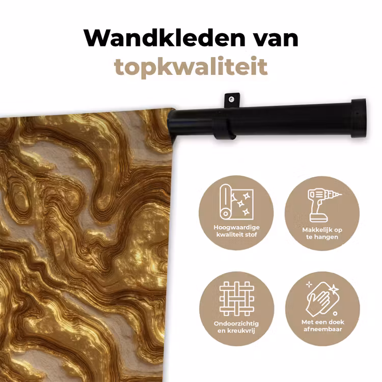 Golven - Organisch - Goud - Crème Wandkleed katoen klein 269 -sfeer2