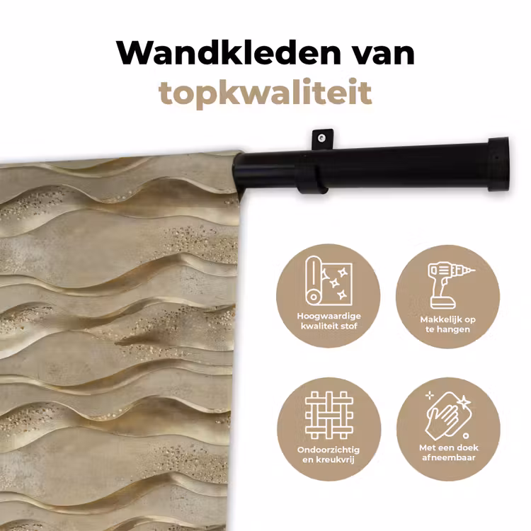 Golven - Patroon - Goud Wandkleed katoen klein 269 -sfeer2