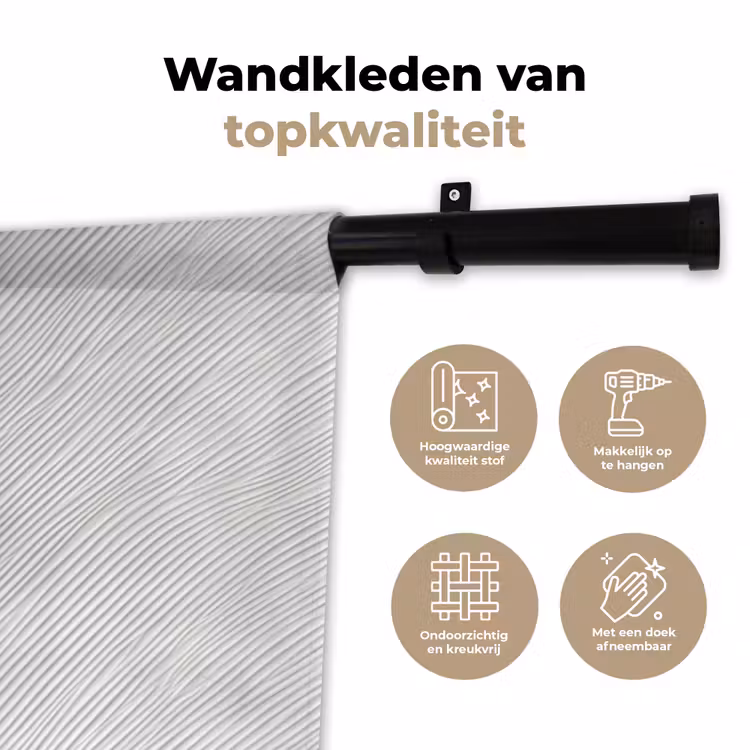 Golven - Ribbels - Wit Wandkleed katoen klein 269 -sfeer2