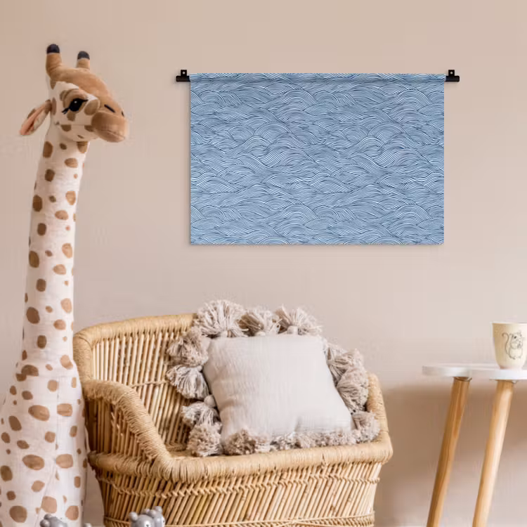 Golven - Ritmisch - Blauw Wandkleed katoen klein 269 -wsfeer5_kind