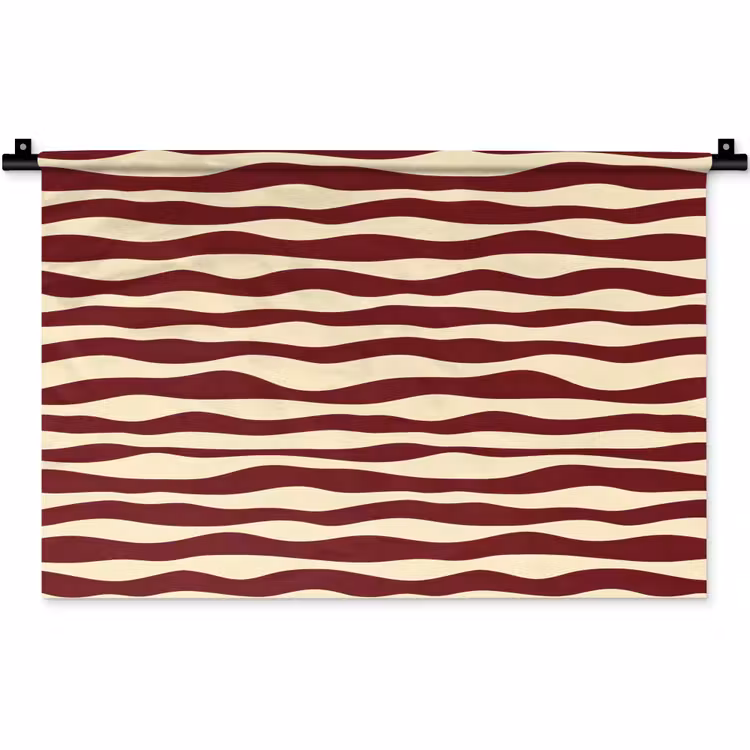 Golven - Rood - Patroon - Crème Wandkleed katoen klein 269 -zz3d
