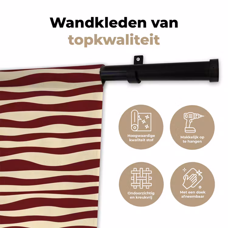 Golven - Rood - Patroon - Crème Wandkleed katoen klein 269 -sfeer2