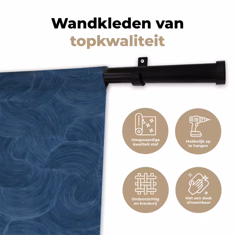 Golven - Textuur - Patroon - Blauw Wandkleed katoen klein 269 -sfeer2