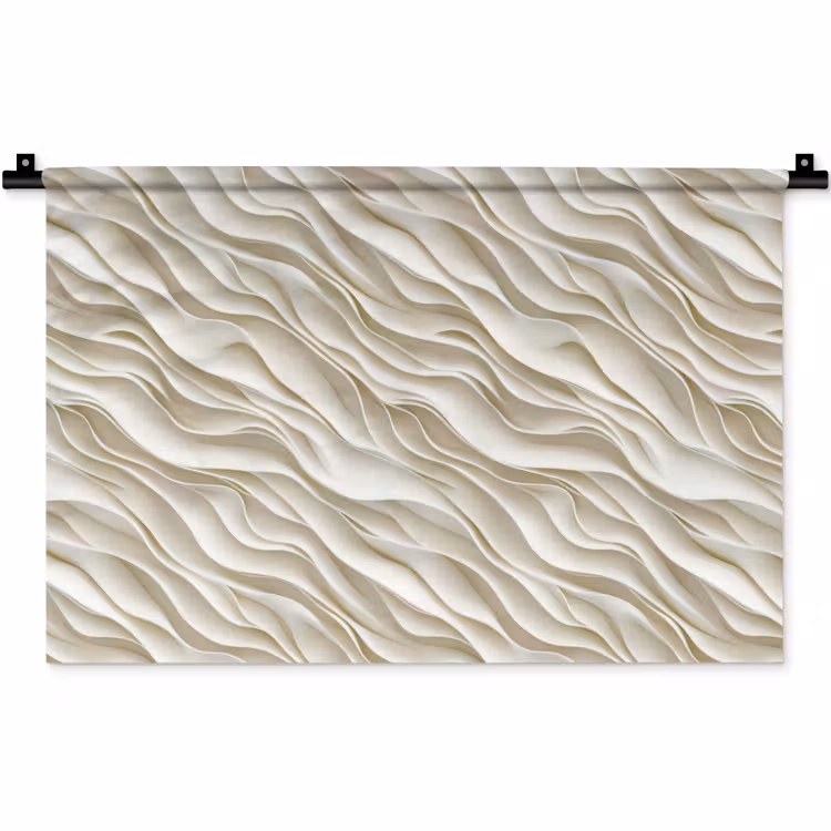 Golven - Wit - Minimalistisch Wandkleed katoen klein 269 -zz3d