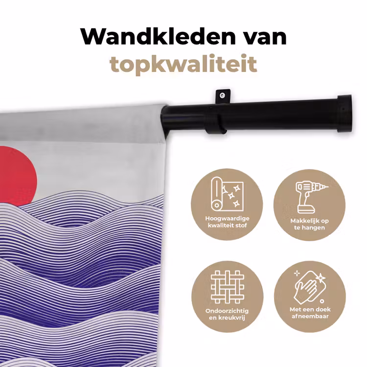 Golven - Zon - Natuur - Abstract - Rood Wandkleed katoen klein -sfeer2