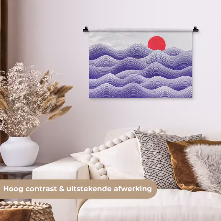 Golven - Zon - Natuur - Abstract - Rood Wandkleed katoen klein -sfeer1
