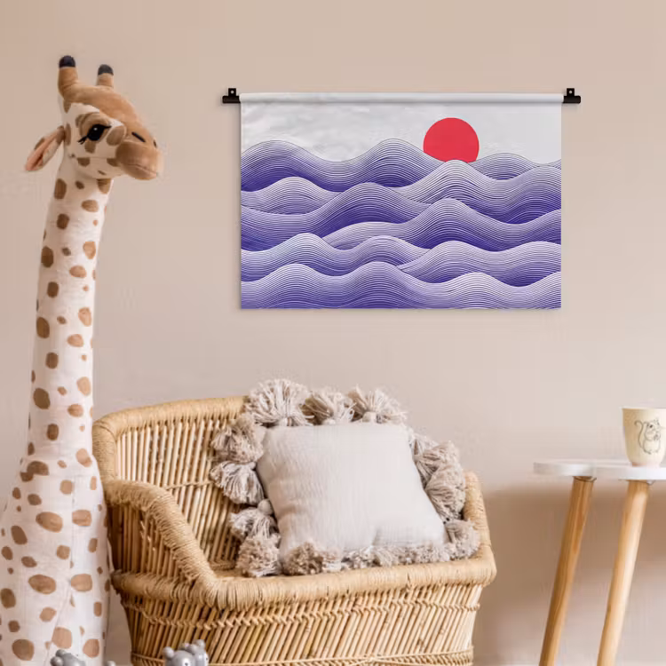 Golven - Zon - Natuur - Abstract - Rood Wandkleed katoen klein -wsfeer5_kind