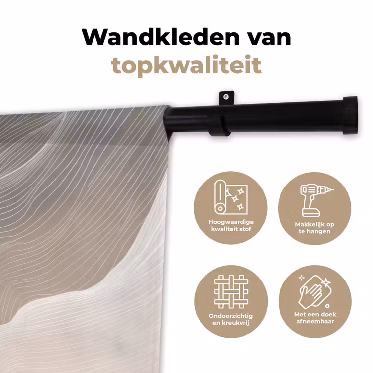 Golvende lijnen - Luchtstromen - Harmonieus Wandkleed katoen klein -sfeer2