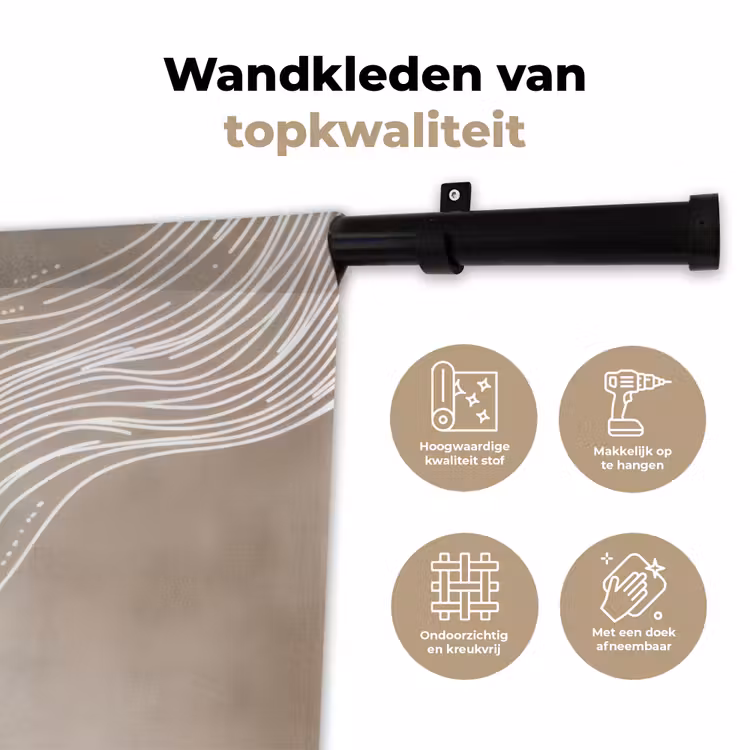 Golvende lijnen - Vloeiend - Zandkleurig Wandkleed katoen klein -sfeer2