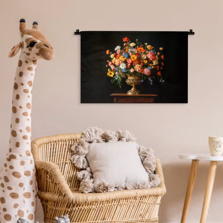 Goud - Bloemen - Kleuren - Vaas Wandkleed katoen klein -wsfeer5_kind