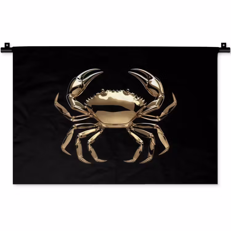 Goud - Krab - Dieren - Zwart Wandkleed katoen klein -zz3d