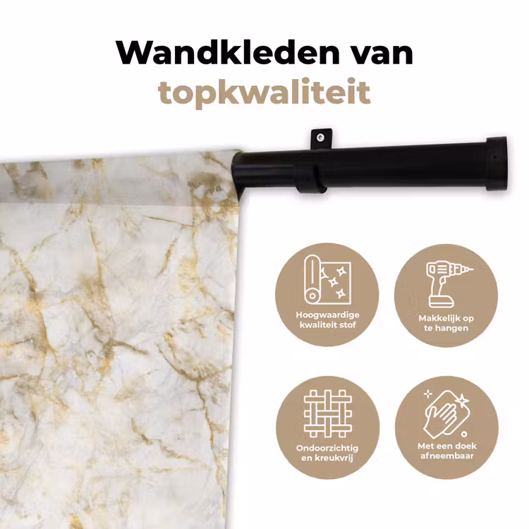 Goud - Licht - Nerf - Marmer Wandkleed katoen klein 269 -sfeer2