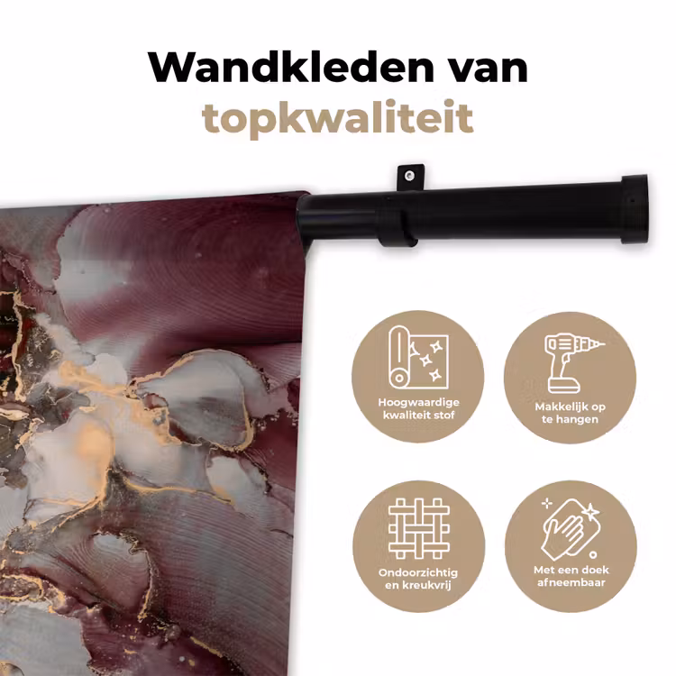 Goud - Marmer - Paars Wandkleed katoen klein -sfeer2