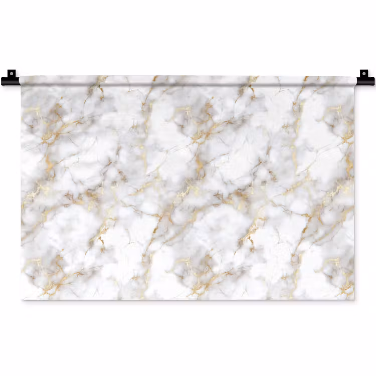 Gouden aders - Marmer - Wit Wandkleed katoen klein 269 -zz3d