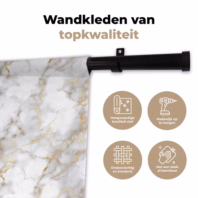 Gouden aders - Marmer - Wit Wandkleed katoen klein 269 -sfeer2