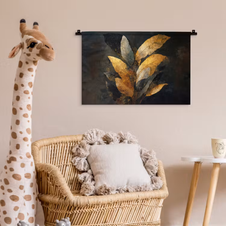 Gouden Bladcompositie – Botanische Luxe Wandkleed katoen klein -wsfeer5_kind
